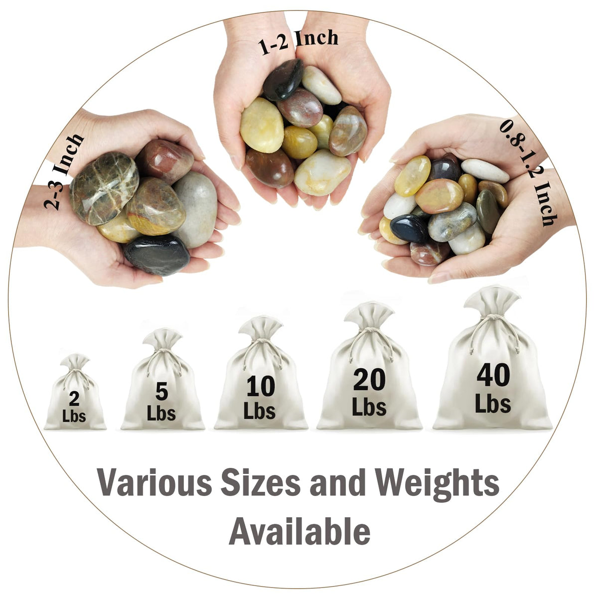 FANTIAN polished river pebbles in mixed colors for decorative surfaces