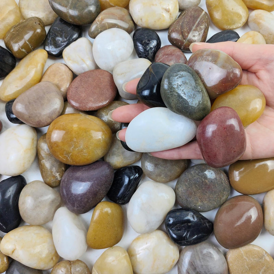 FANTIAN river rocks in mixed colors for plant drainage and aesthetics.
