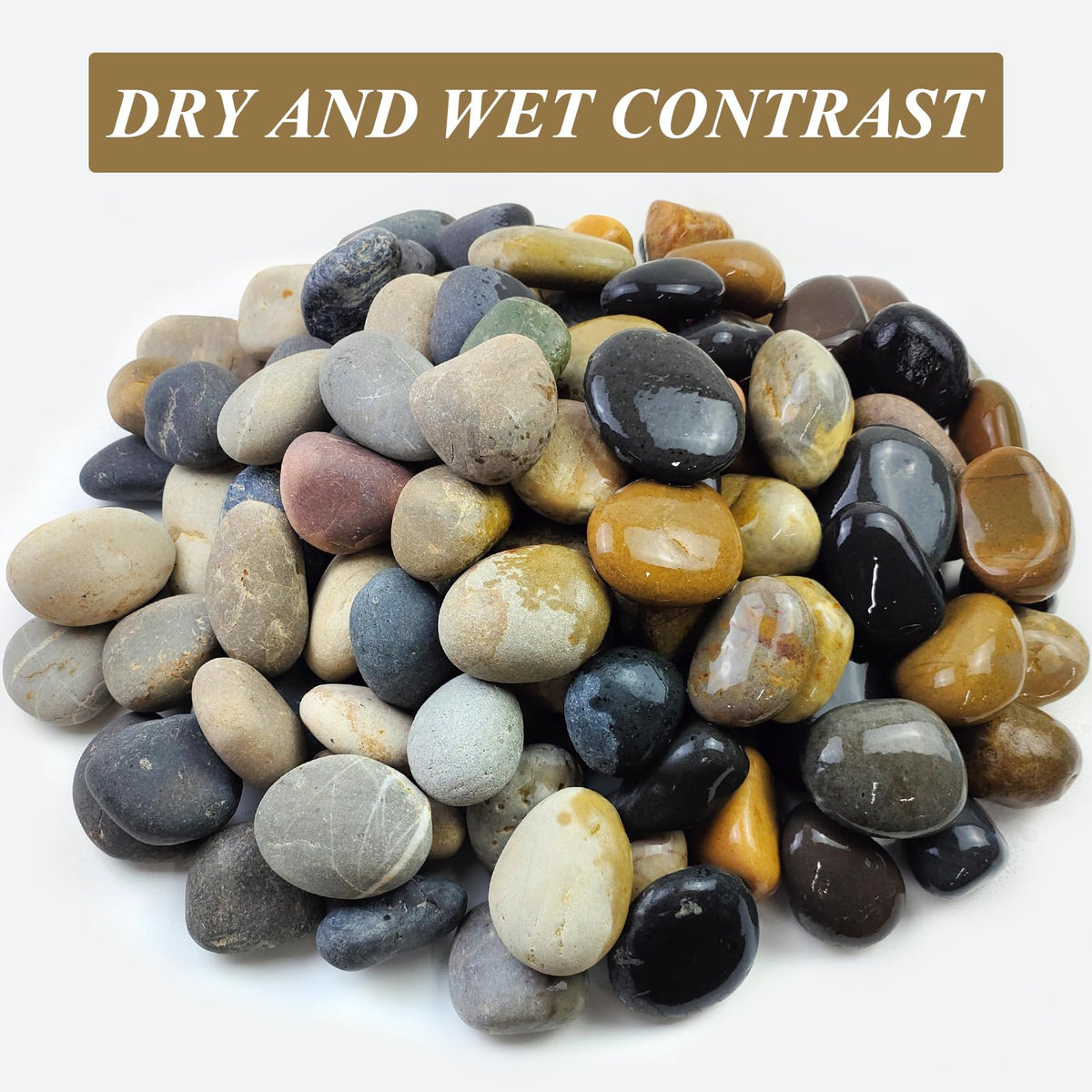 FANTIAN mixed-color river stones brighten garden paths and planters