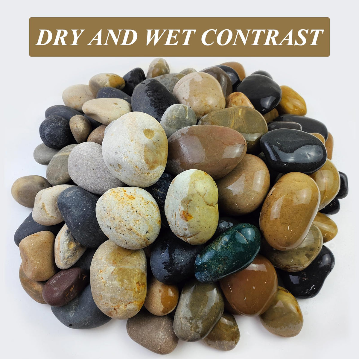 FANTIAN river rocks show mixed colors when dry and wet, enhancing visual interest.