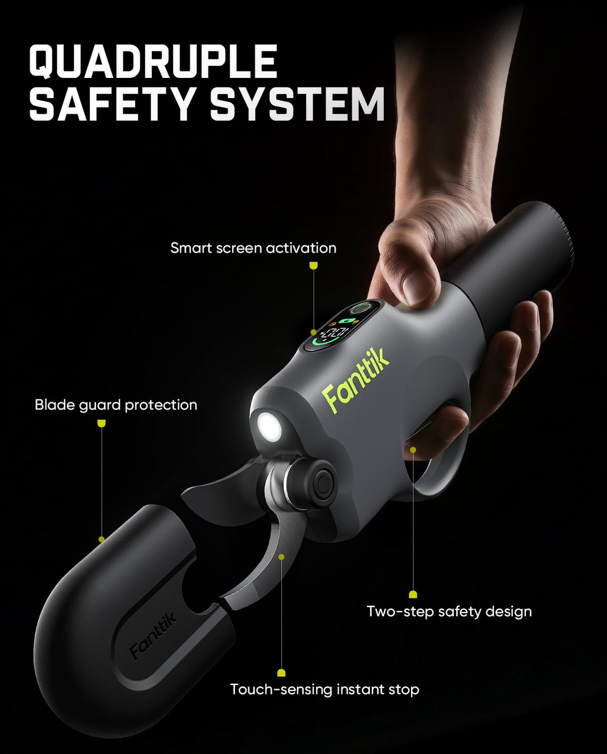 Fanttik Y10 Pro front LED illuminates the work area for precise cuts.