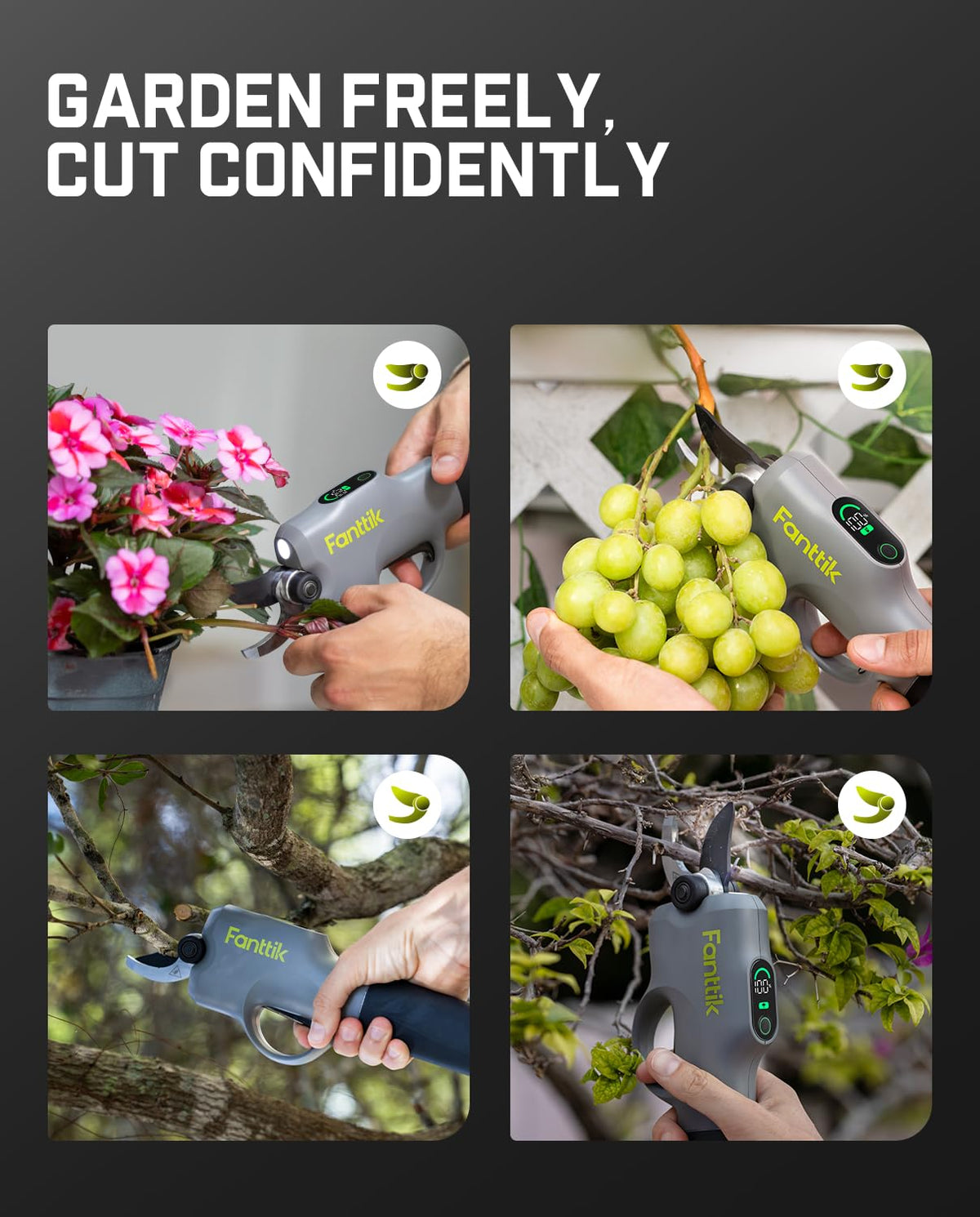 Fanttik Y10 Pro cuts up to 25 mm branches with ease for swift trimming.