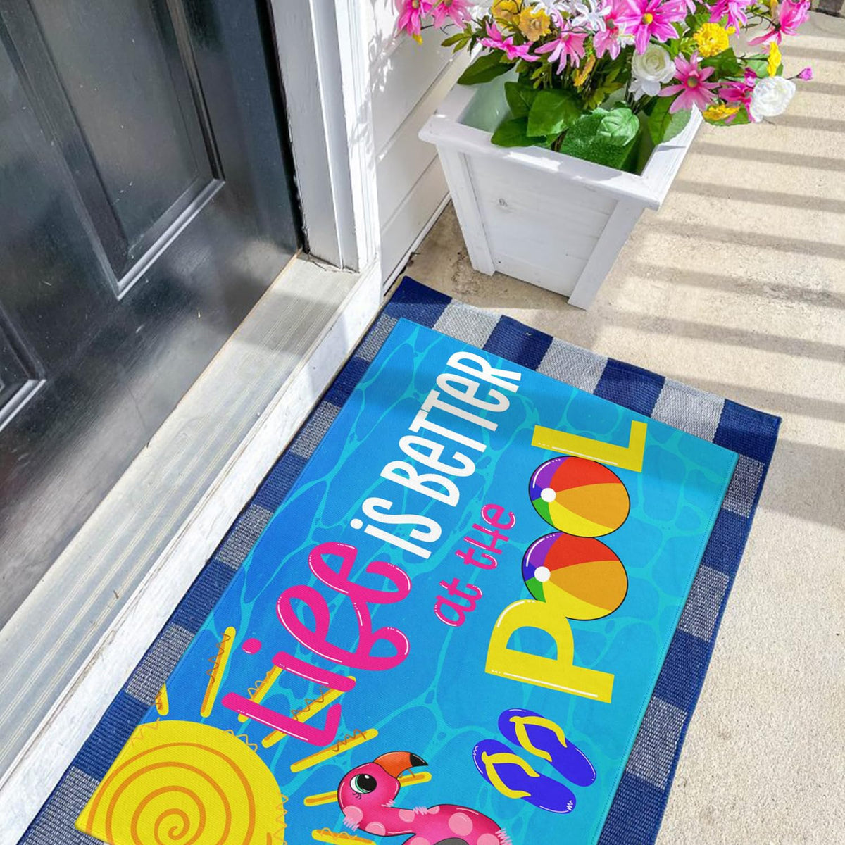 Faptoena Summer Door Mat anti-slip backing keeps the mat firmly in place