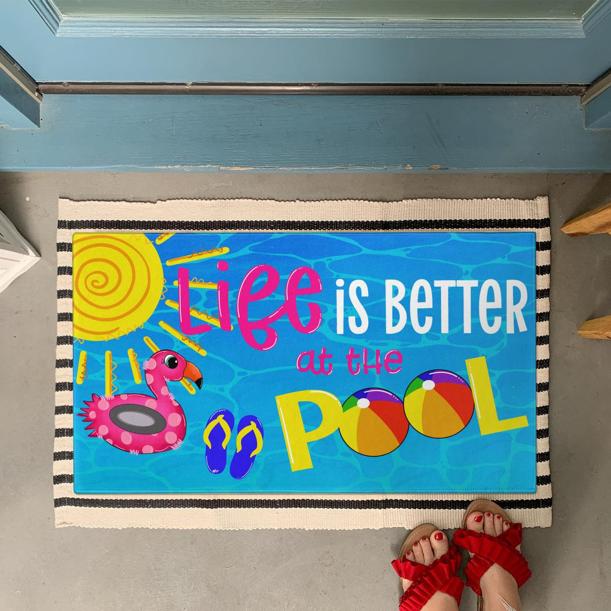 Faptoena Summer Door Mat material closeup shows durable linen texture for all-weather use