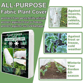FARAER floating row cover setup shields young transplants from wind.