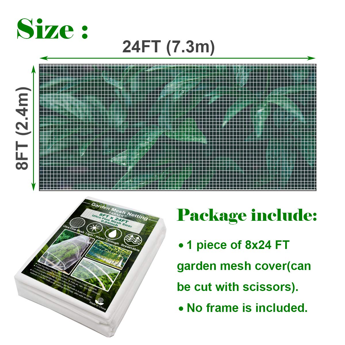 FARAER netting laid over vegetable plants illustrating easy placement