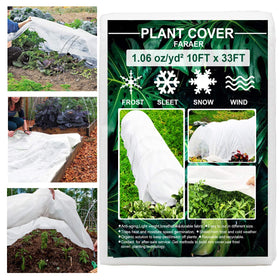 FARAER plant cover for frost protection on 10x33 ft beds, keeps warmth in.