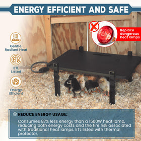 Farm Innovators 2-in-1 radiant panel 50W brooder heat for chicks.