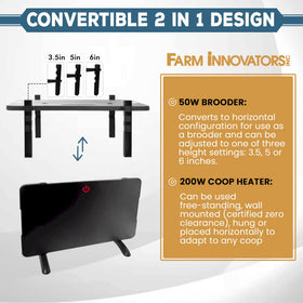 Farm Innovators 2-in-1 radiant panel hanging setup for flexible heat.