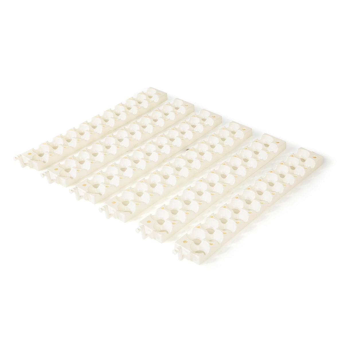 Farm Innovators 6-pack quail rails with 20-egg cups for high-capacity hatching