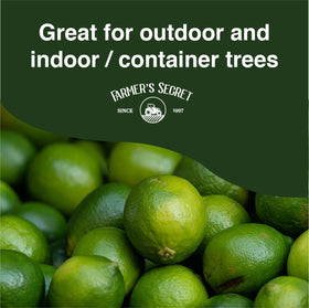 Indoor container tree use with Farmer's Secret Booster and adjusted dosing.