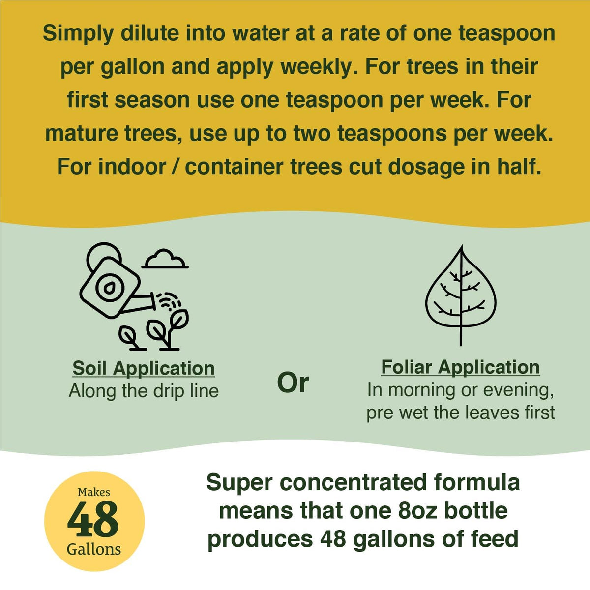 Outdoor citrus tree care with Farmer's Secret Booster for robust health.