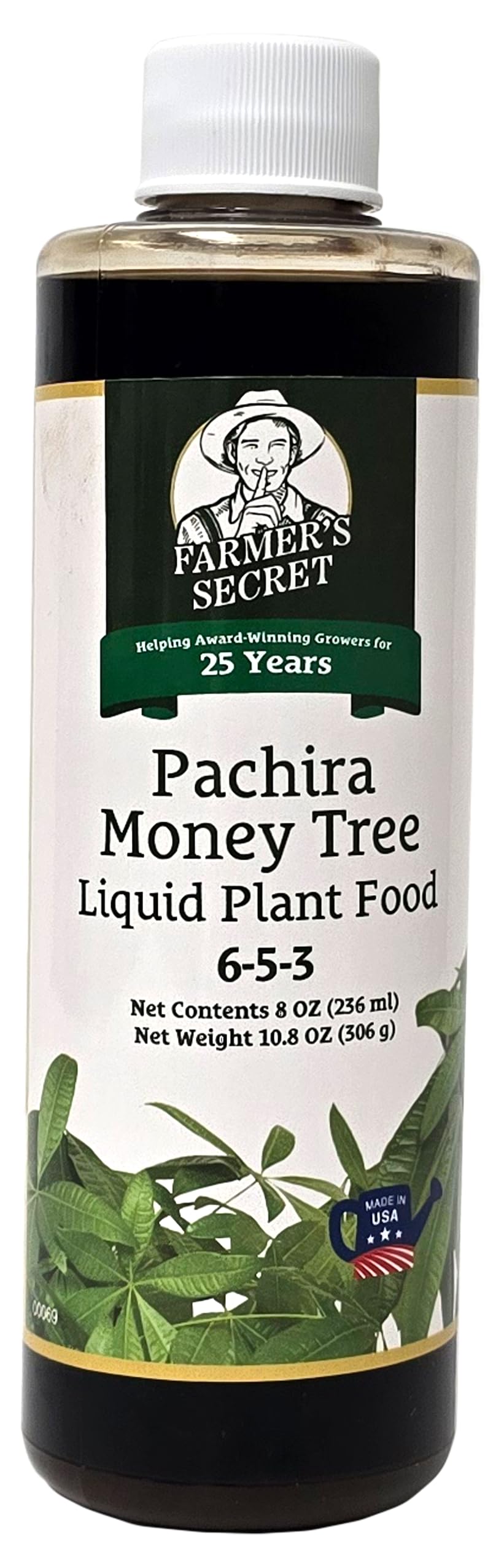 Farmer’s Secret Money Tree liquid bottle with concentrated nutrients for strong roots.