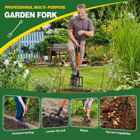 FARMHOLYCOWKING compost-digging fork aids mulch turning and soil loosening