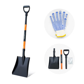 FARMHOLYCOWKING heavy-duty steel flat shovel with square head for precise digging in gardens.