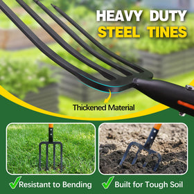 FARMHOLYCOWKING heavy-duty steel head endures tough compost and soil tasks