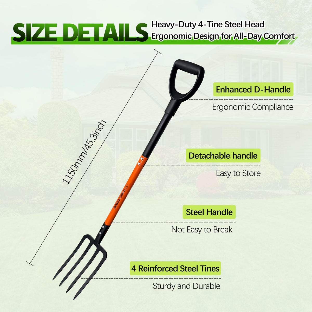 FARMHOLYCOWKING 45-inch spading fork extends reach for easy soil work