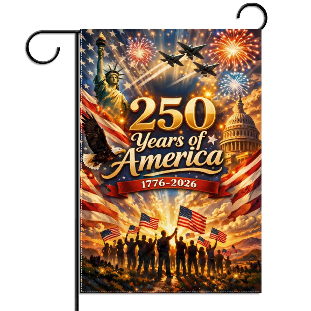 FARMNALL 250th Anniversary garden flag, double-sided, vibrant colors for durable outdoor display.