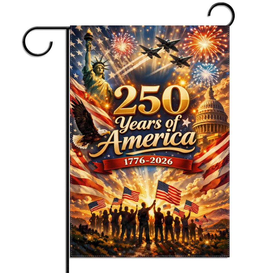 FARMNALL 250th Anniversary garden flag, double-sided, vibrant colors for durable outdoor display.