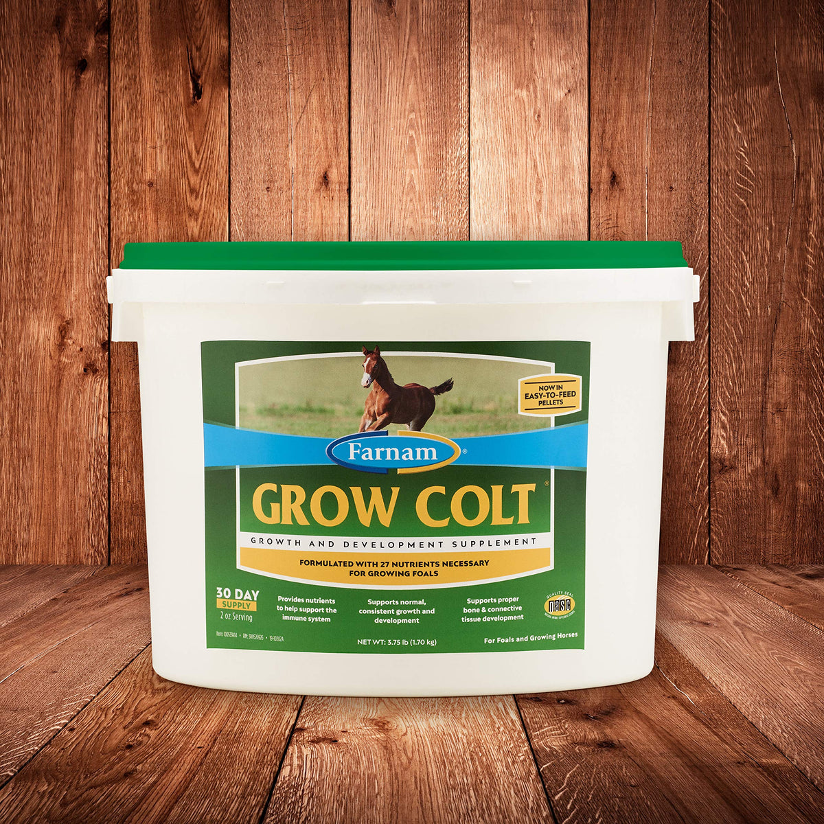 Farnam Grow Colt pellets in a bowl support balanced foal nutrition