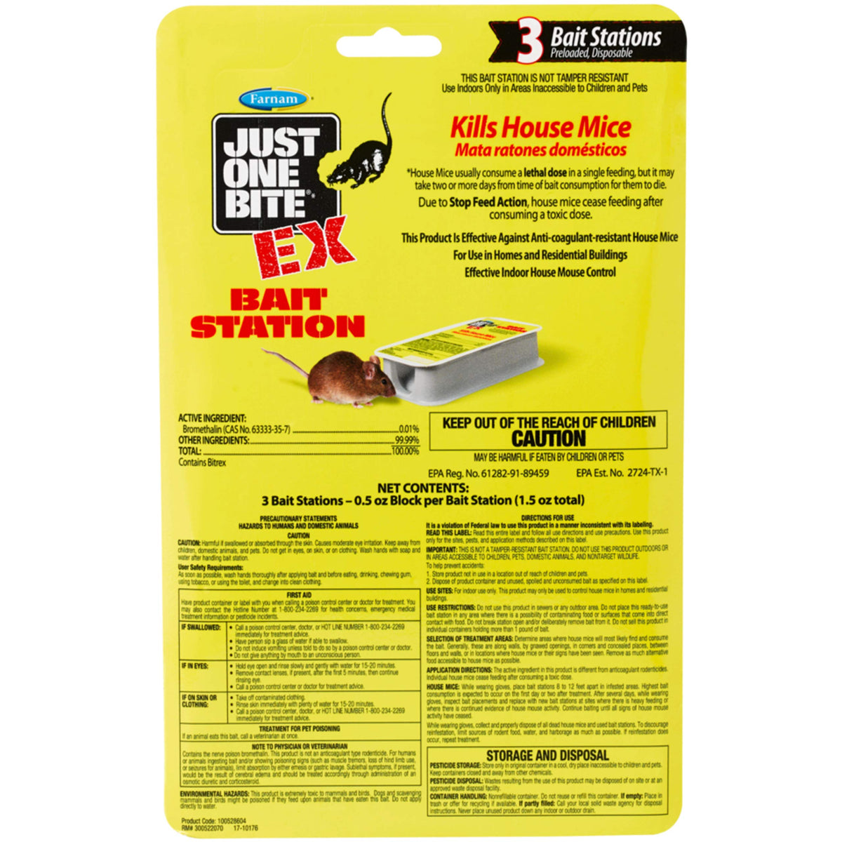 Farnam Just One Bite EX bait station front view, a discreet indoor rodent control solution