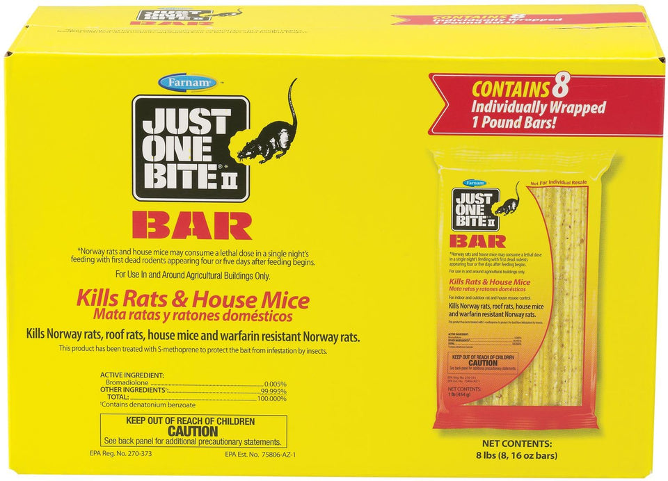Farnam Just One Bite II bar 8pk for farm use, effective rodent control around buildings.