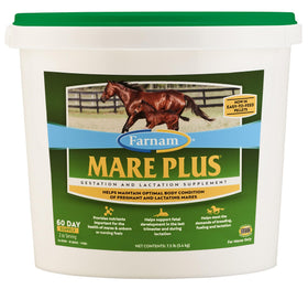 Farnam Mare Plus pellets bottle for gestation and lactation support.