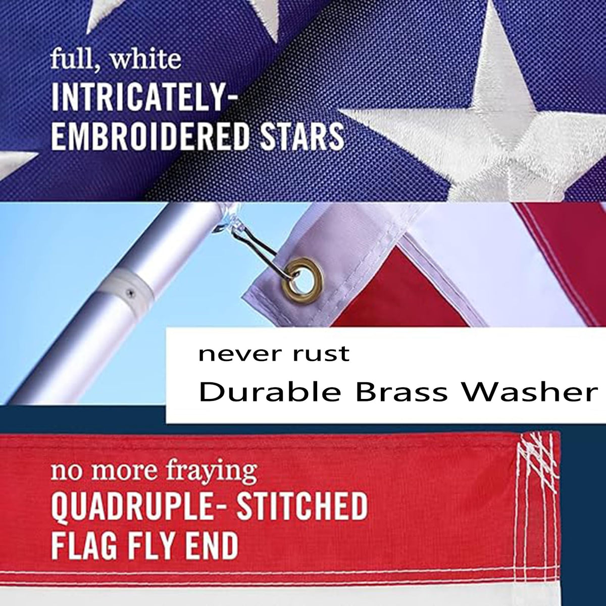 FARQIO US Flag 3x5 uses heavy-duty 600D fabric for enduring outdoor use.