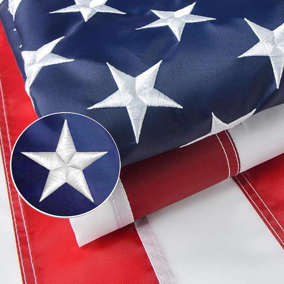 FARQIO US Flag 3x5 with embroidered stars displays precise craftsmanship for outdoor pride.