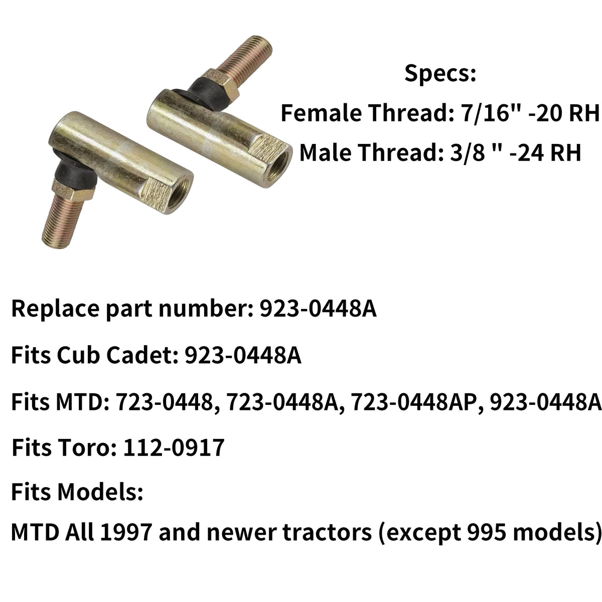 Fascinatte tie rod end fitment for Toro 112-0917 ensuring reliable connection.