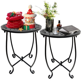 Fashion&cool 14-inch round patio side table shows compact outdoor footprint and versatile placement.