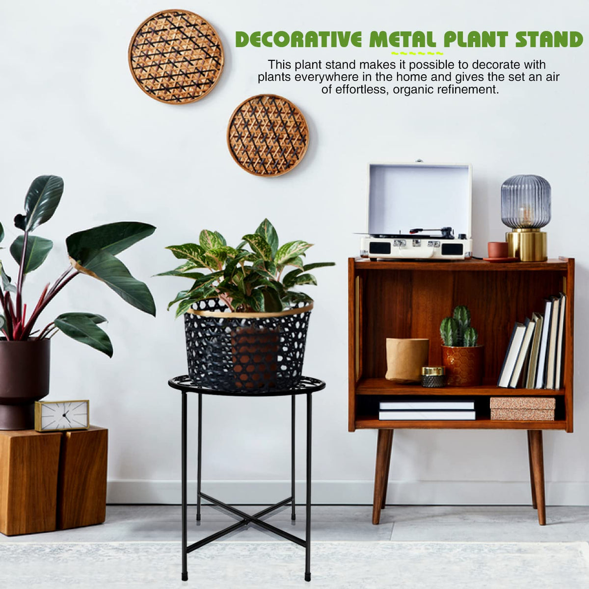 Fashion&cool black decor plant stand complements styles while showcasing greens.