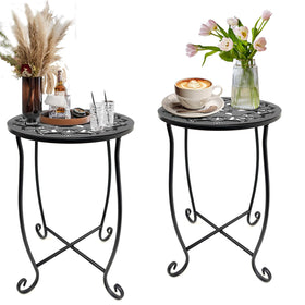 Fashion&cool outdoor round side table 11in diameter for compact decks.