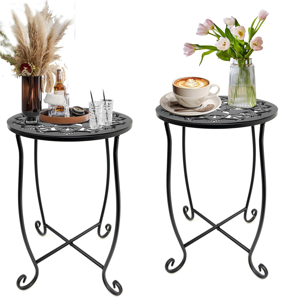 Fashion&cool outdoor round side table 11in diameter for compact decks.