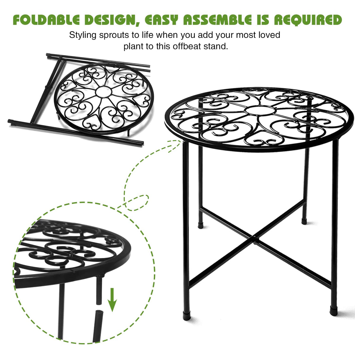 Fashion&cool rustproof coating plant stand protects pots in humid environments.