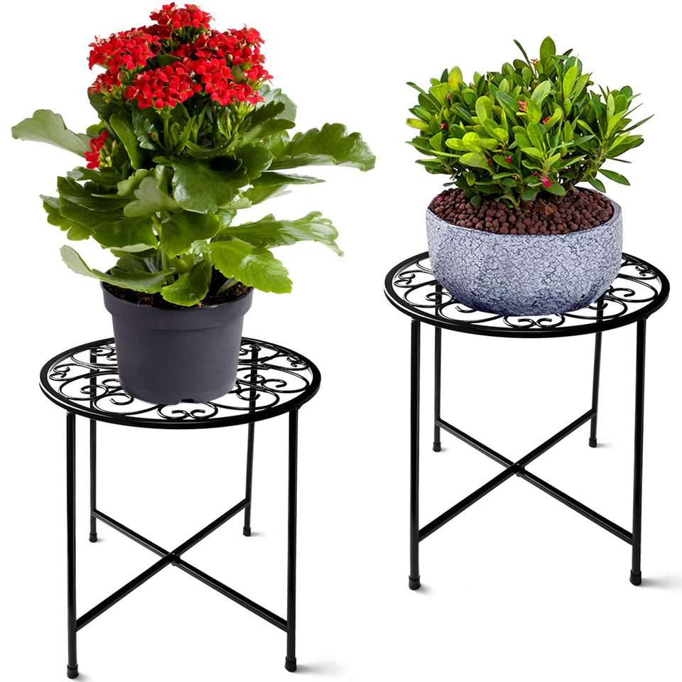Fashion&cool two-pack plant stand: round top view elevates indoor plants.