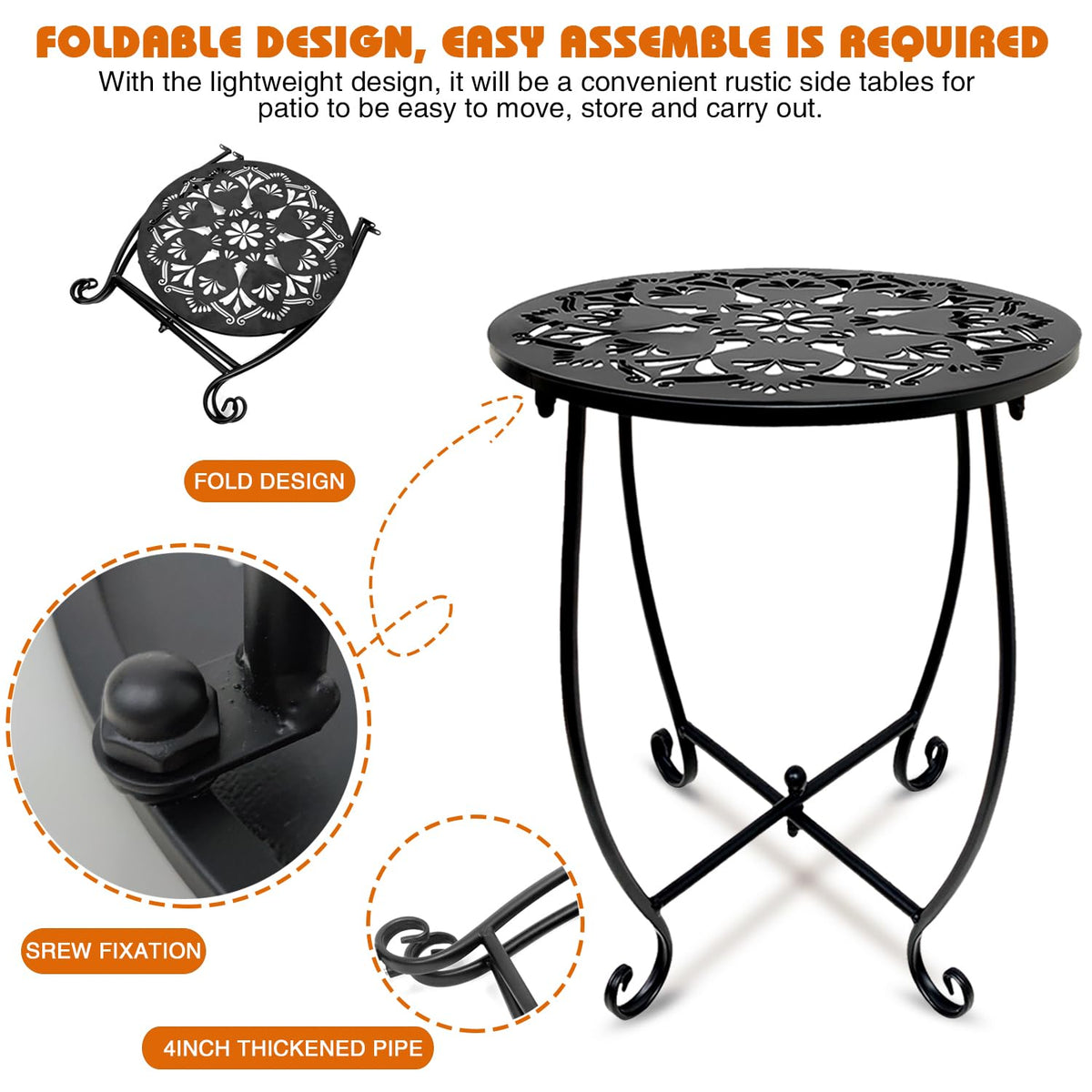 Fashion&cool weather-resistant metal table with rust-proof coating for year-round outdoor use.