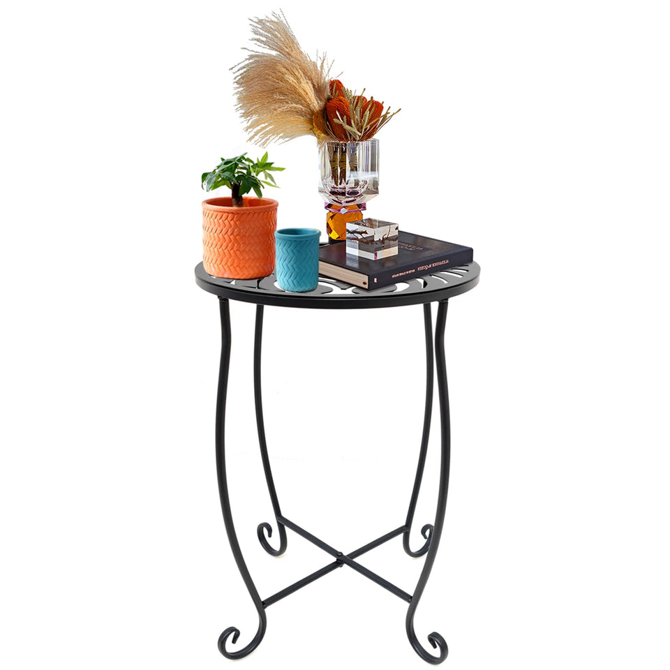 Fashioncool outdoor side table with hollow carved pattern for stylish garden corners.