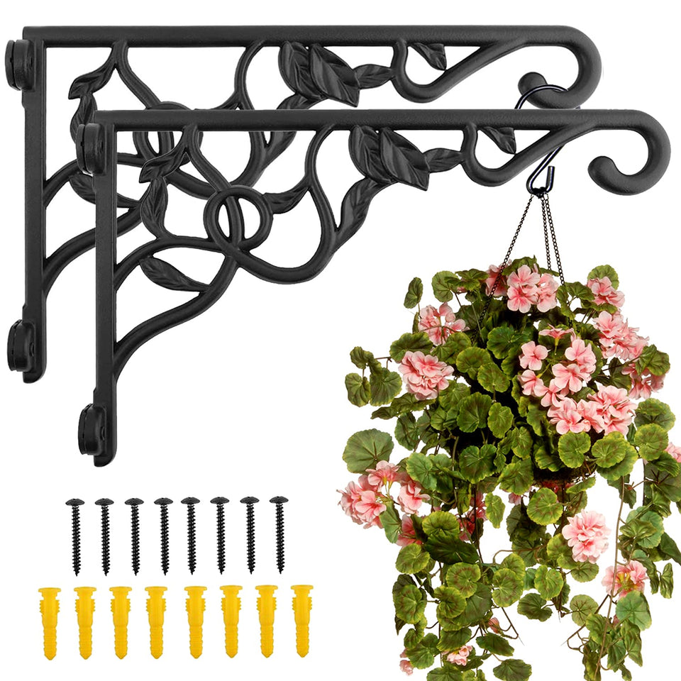 Fashioncool plant bracket set of 2 in vintage-inspired design for durable outdoor hanging.
