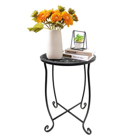 Fashion&cool round side table with 11-inch top for versatile indoor-outdoor use.