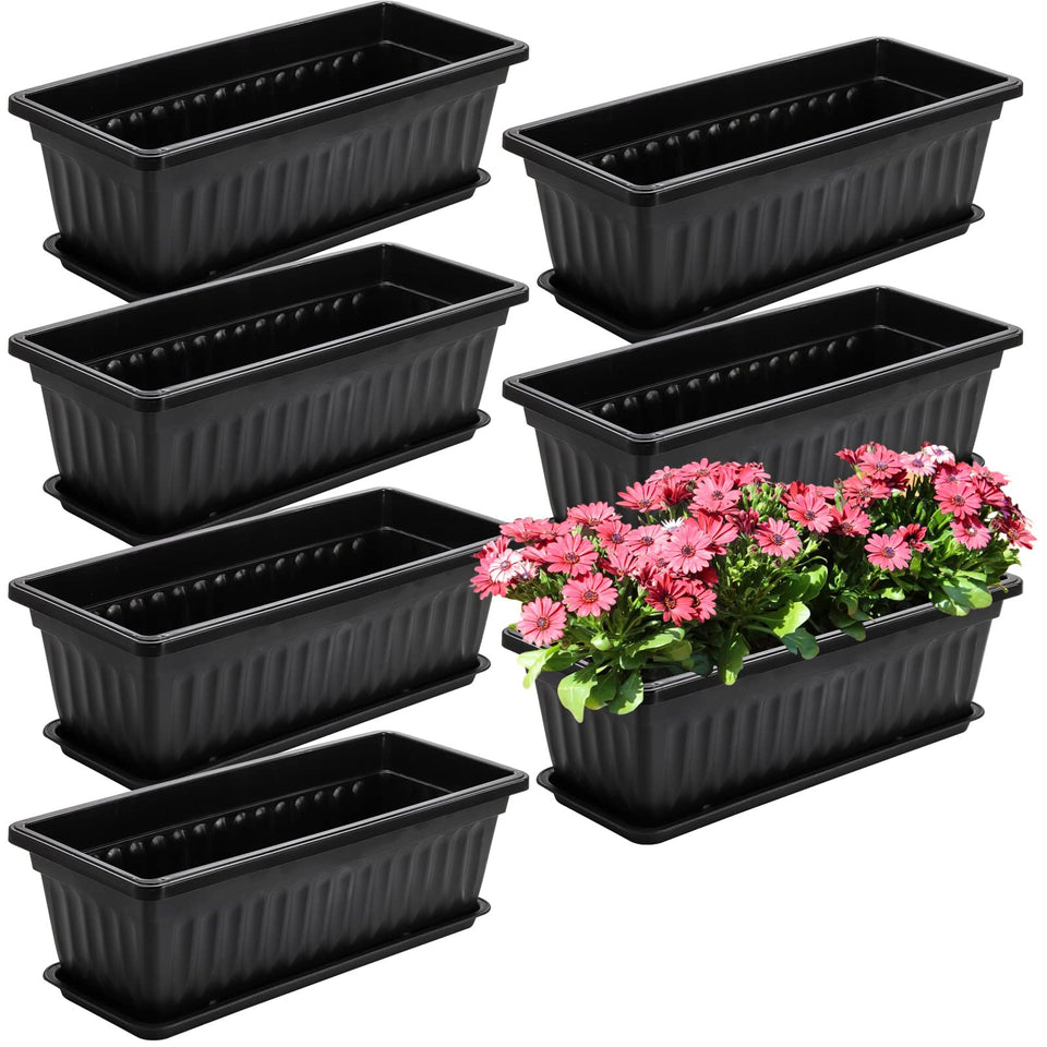 Fasmov seven-pack 17-inch window box planter ideal for herbs and flowers.