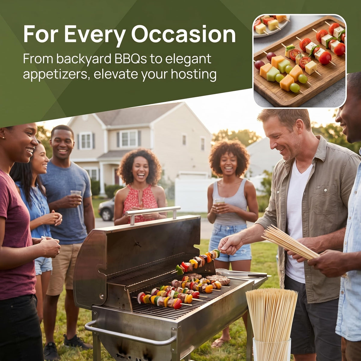 Fasmov bamboo skewers offer versatile kitchen use.