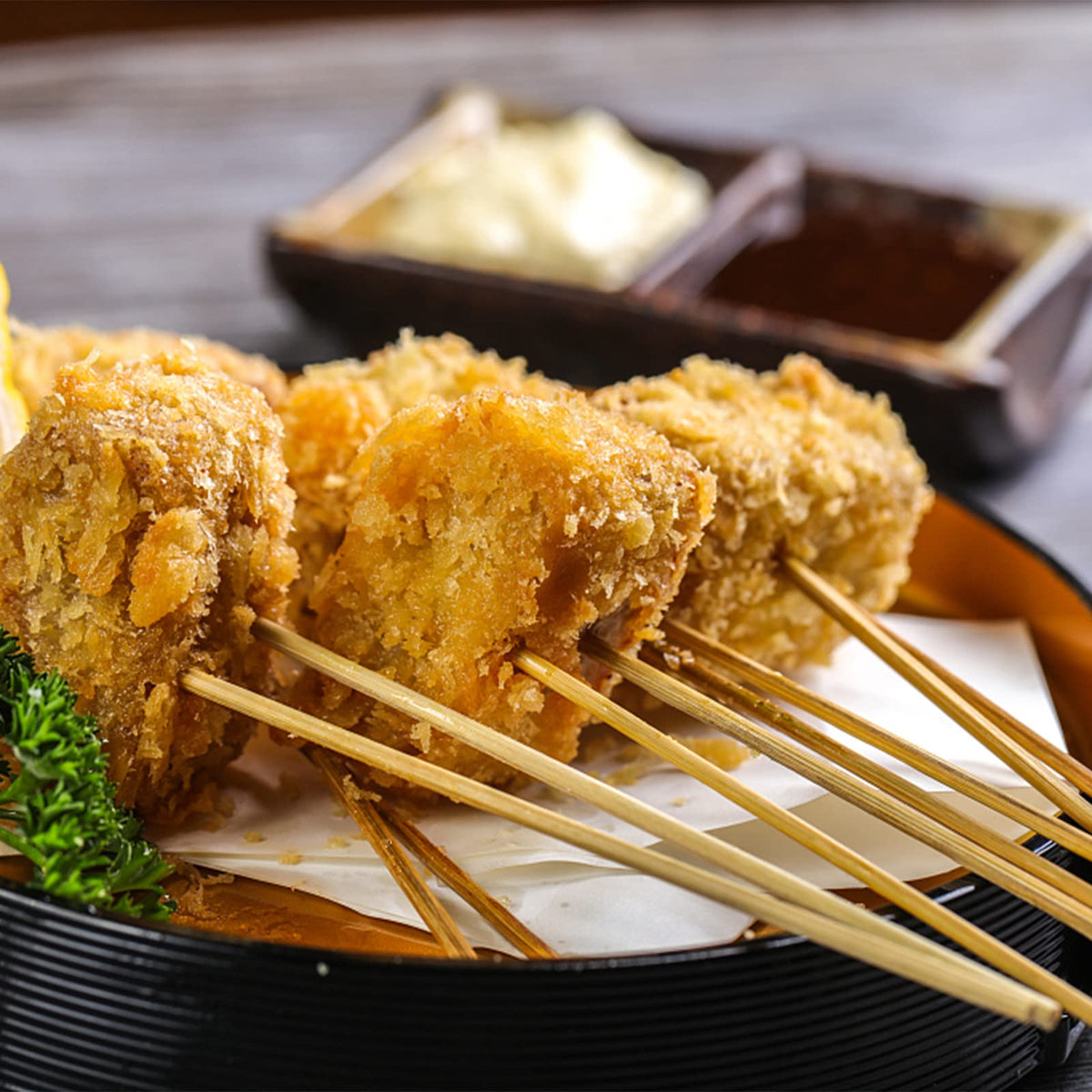 Fasmov skewers with sharpened edge help load meat and vegetables.