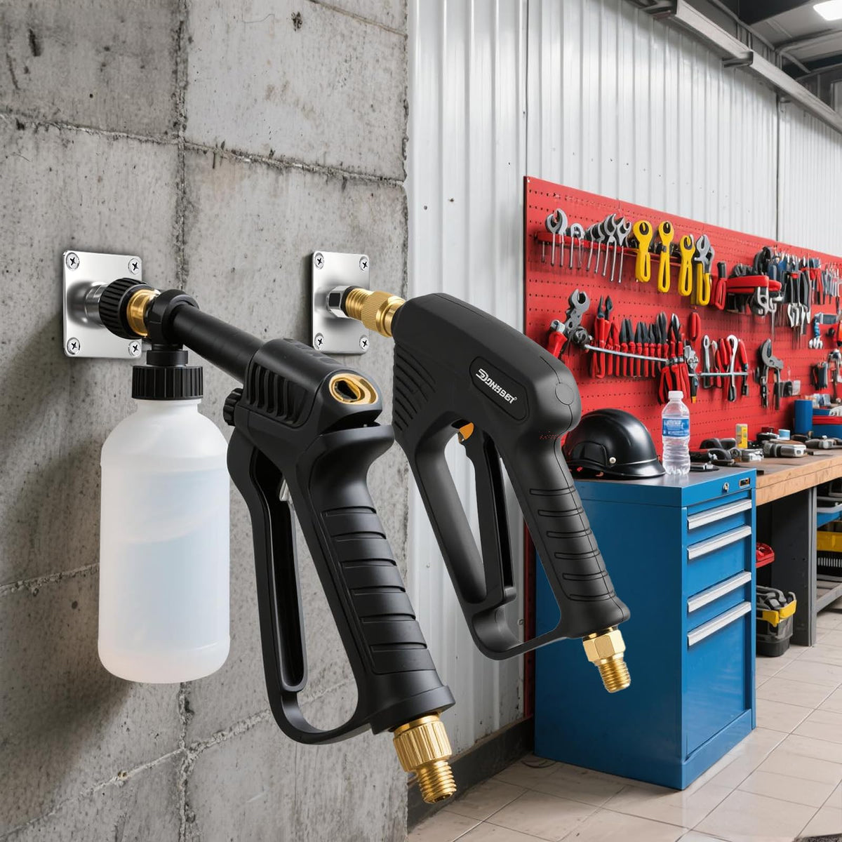 Fasmov foam cannon holder organizes cluttered cleaning gear