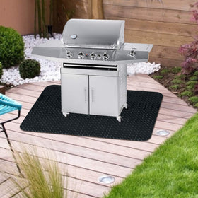Fasmov grill mat with two yellow pads for quick wipe-down after cooking