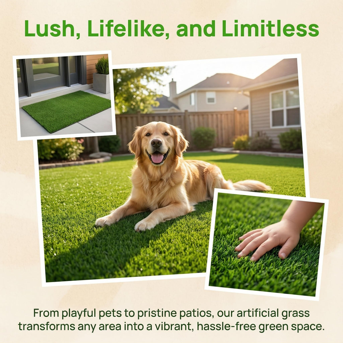 Fasmov realistic turf close-up; dense fibers create natural look