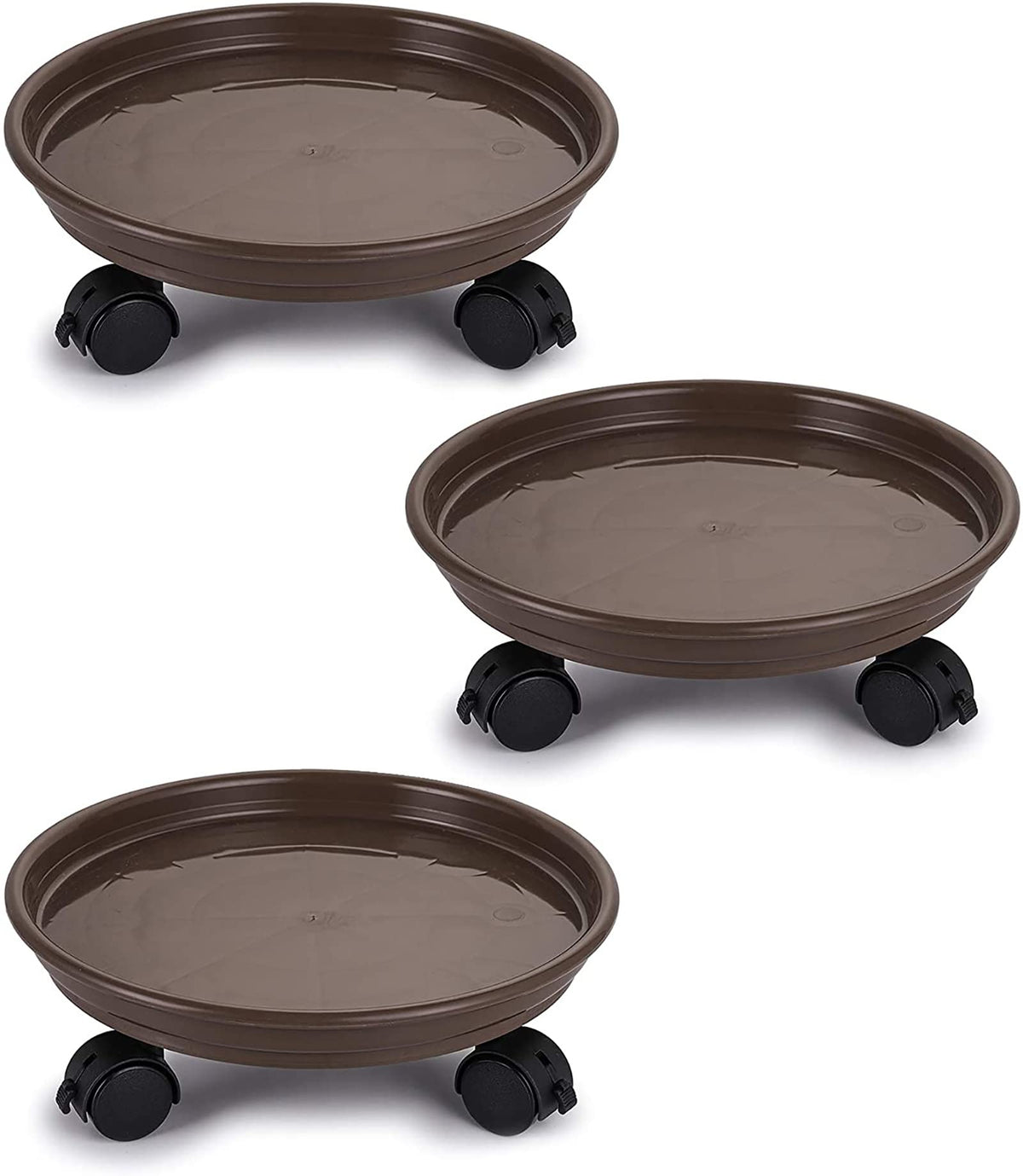 Fasmov round plant pallet caddy in brown helps you move pots easily