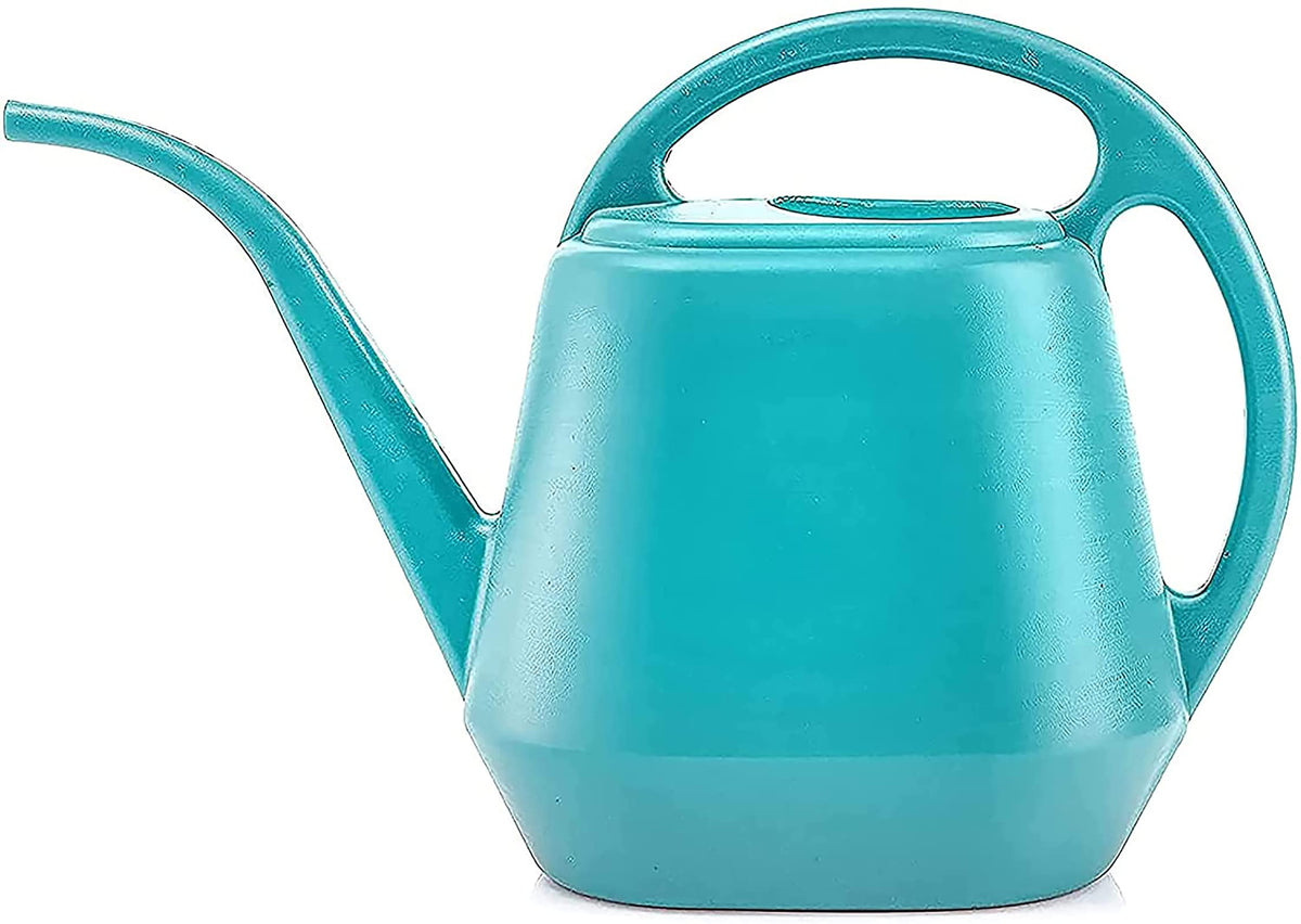 Fasmov bright blue plastic watering can with long spout for precise watering
