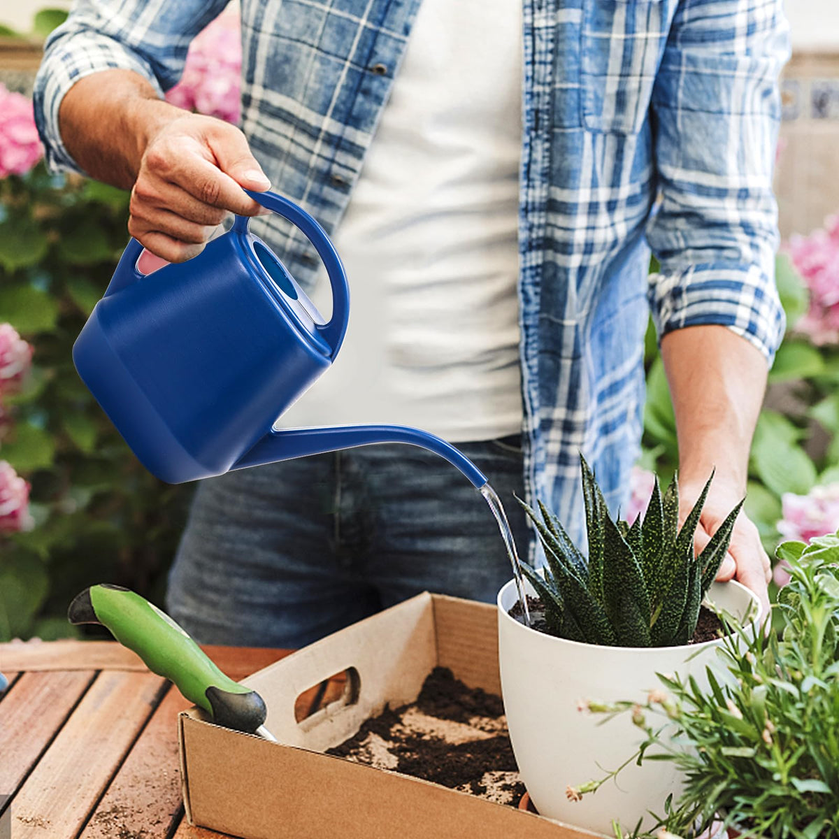 Fasmov compact-dimensions blue watering can fit for small spaces