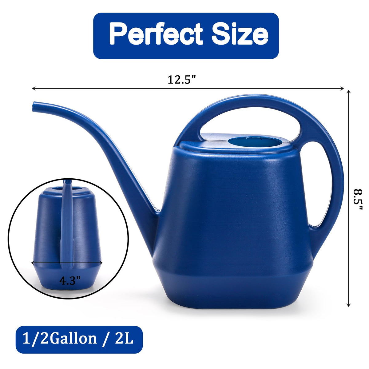 Fasmov long spout blue watering can for precise watering around plants